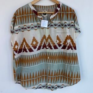 Bsbee lightweight cotton tribal print Ollie top in rust Large